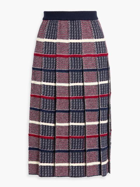 Thom Browne Pleated checked jacquard-knit wool skirt