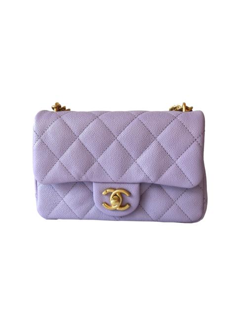 CHANEL Chanel Caviar Quilted Mini Rectangular 24P Sweetheart Flap Bag Gold Hardware Lilac