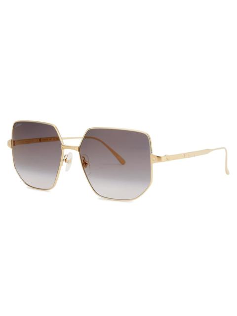Cartier Cartier Santos De Cartier Gold-tone Square-frame, Sunglasses, Gold