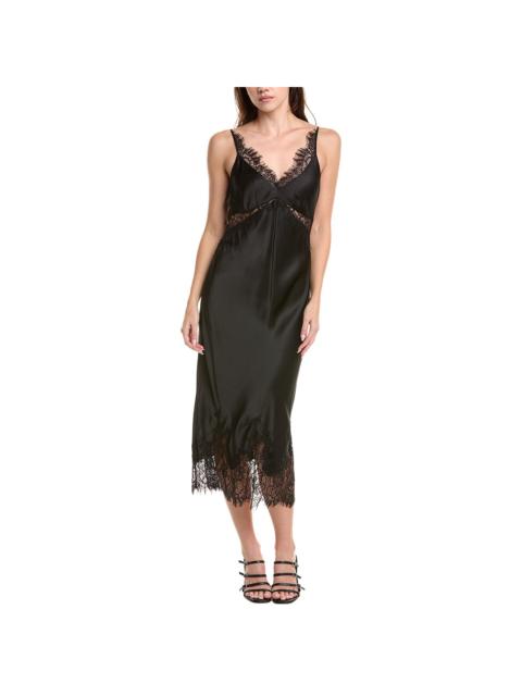 L'AGENCE L’AGENCE Scotly Lace Trim Silk Midi Dress