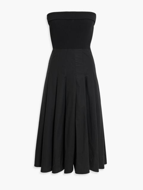 Proenza Schouler Warren strapless knit-paneled cotton-poplin midi dress