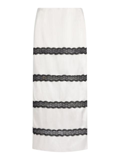 THIRD FORM Exclusive Lace-Inset Satin Maxi Skirt ivory