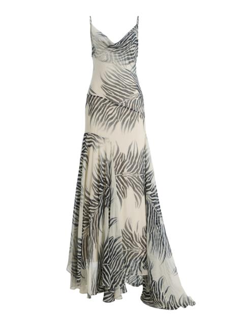 De La Vali Attica Zebra Chiffon Maxi Dress multi