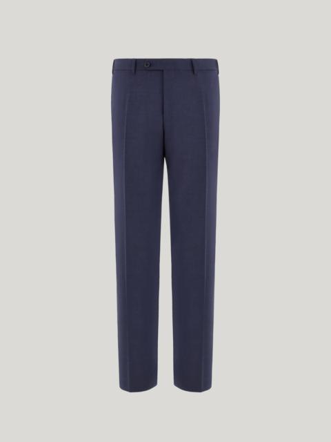 Canali BLUE HIGH-WAISTED PLEATLESS STRETCH WOOL PANTS