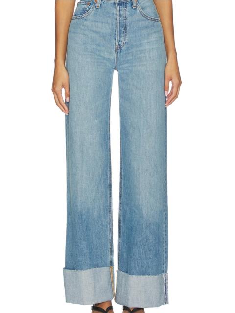 RE/DONE High Rise Wide Leg Cuff Jeans