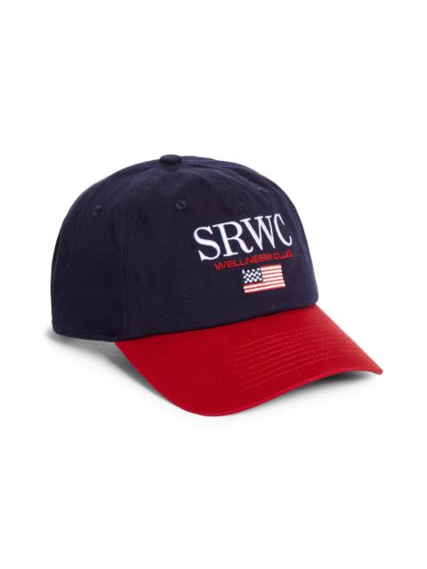 Sporty & Rich Sporty & Rich Nautical Adjustable Cotton Baseball Cap in White/dark Navy/ruby at Nordstrom