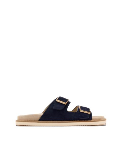 double-buckle suede sandals