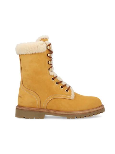 CELINE Celine Lace-up Ankle Boots In Shearling