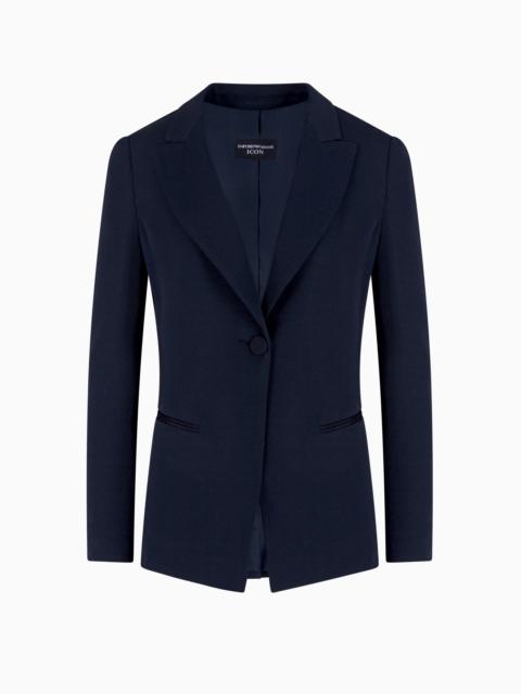 EMPORIO ARMANI ICON CHEVRON ACETATE-BLEND SINGLE-BREASTED BLAZER