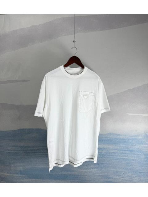 Prada Prada Short-Sleeve Pocket Tee with White-Outline Triangle Logo