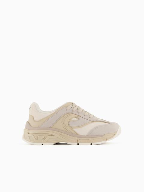 EMPORIO ARMANI Travel Essential mesh and suede sneakers