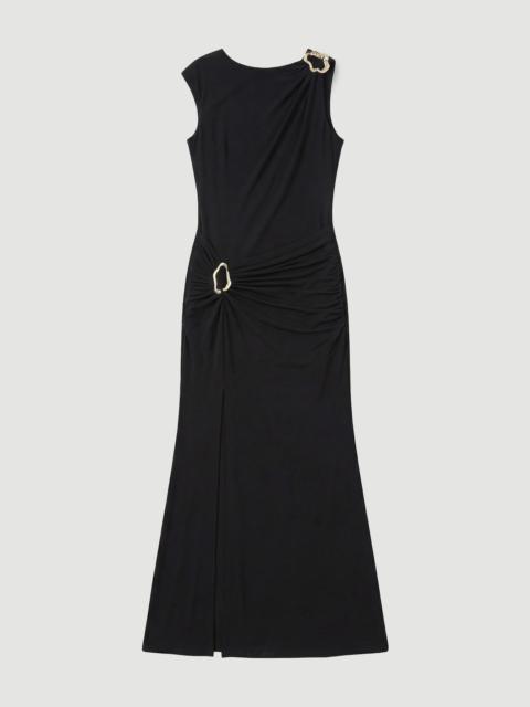 KAREN MILLEN Drapey Crepe Trim Detail Ruched Maxi Dress