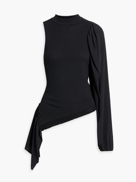 Stella McCartney Draped chiffon-paneled stretch-knit top
