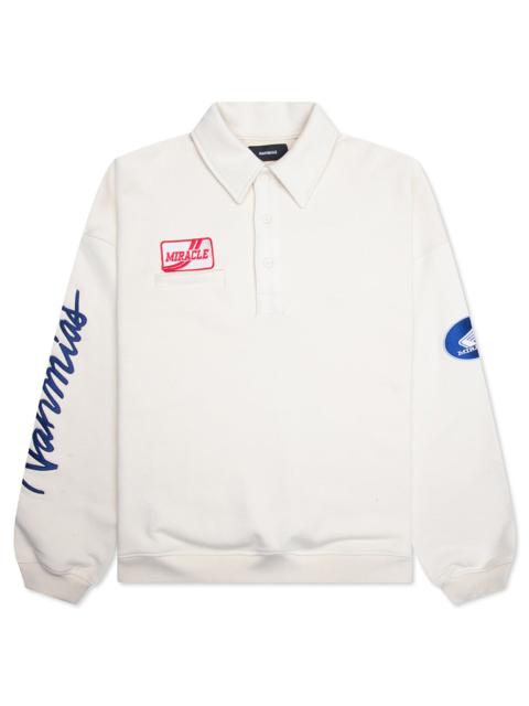 NAHMIAS L/S POLO HENLEY SHIRT - EGG WHITE