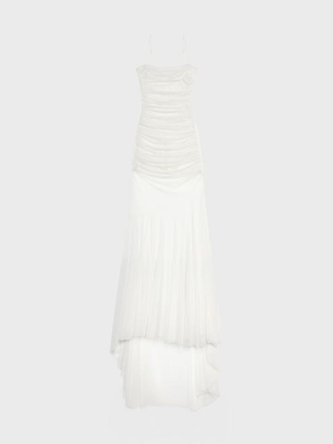 Blumarine LONG DRESS IN TULLE WITH RUFFLES