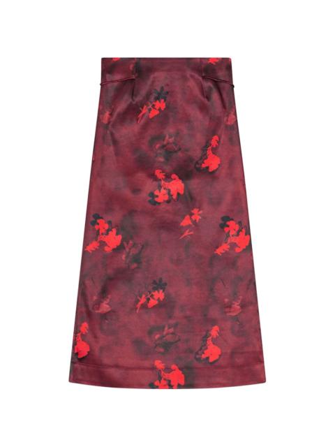 printed satin maxi skirt