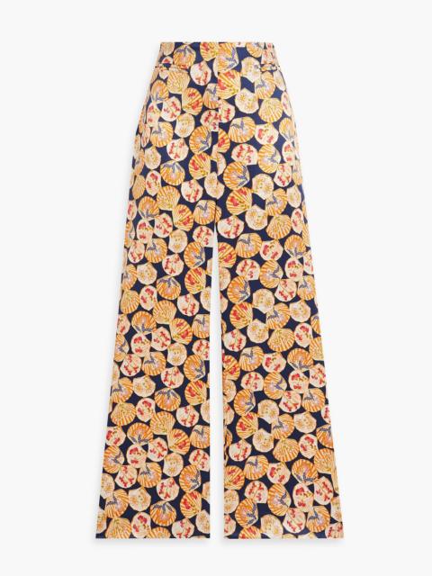 Other Designers Capri Flute printed stretch-silk twill kick-flare pants