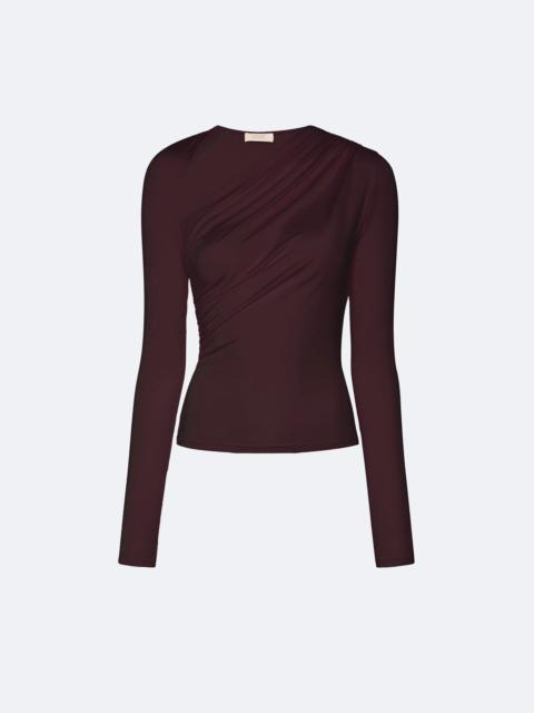 LAPOINTE Modal Jersey Asymmetrical Ruched Top