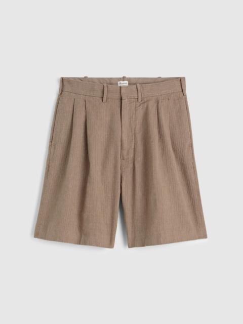 Madewell Double-Pleated Shorts in Herringbone Linen-Cotton Blend
