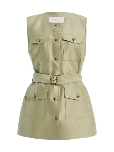 Zimmermann Luna Wool-Silk Utility Vest green