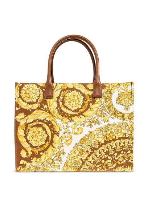 VERSACE baroque-print logo-appliqué tote bag