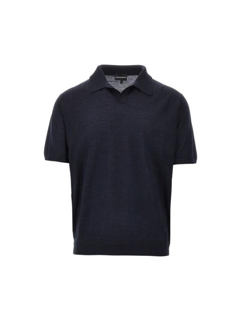 EMPORIO ARMANI Emporio Armani Virgin Wool Silk Polo Shirt Blue Men