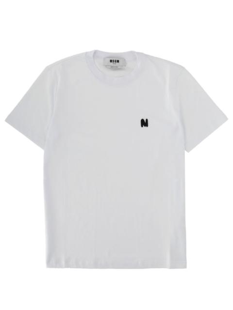 MSGM COTTON T-SHIRT WITH MONOGRAM LOGO