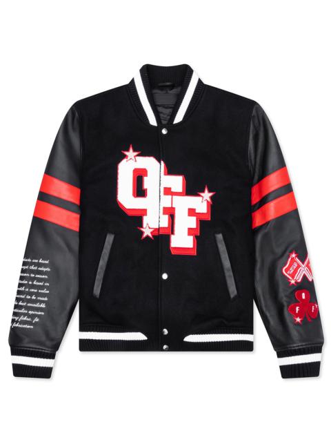Off-White WIZ DICES LEA WOOL VARSITY JACKET - BLACK/WHITE