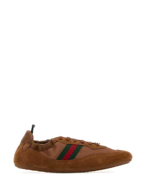 GUCCI Gucci Women Caramel Fabric And Suede Gucci Shift Sneakers
