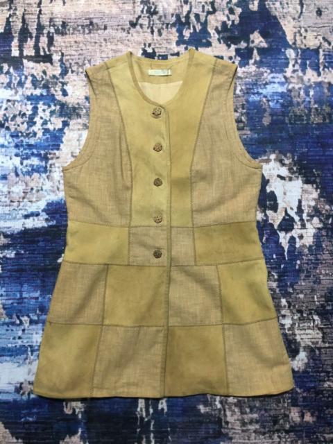 Other Designers Vintage W.Knife Leather Patchwork Sleeveless Mini Dress