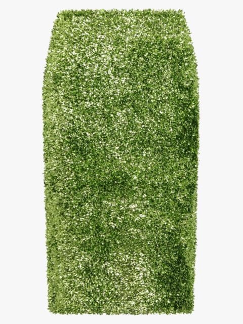 Dries Van Noten TEMPLE TINSEL STRAIGHT MIDI SKIRT | GREEN