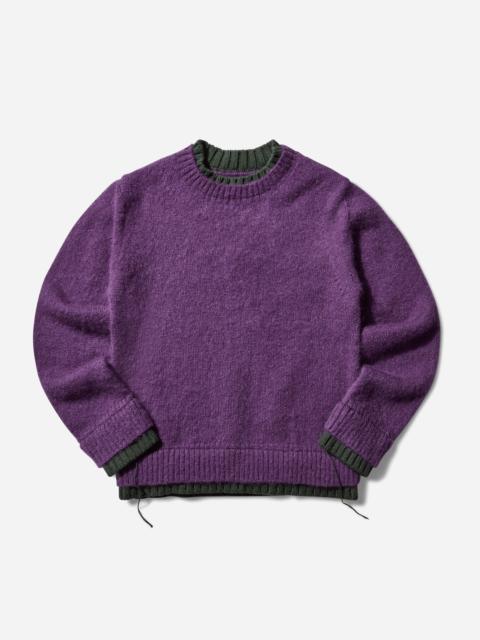 sacai Men's Wool Knit Pullover Purple