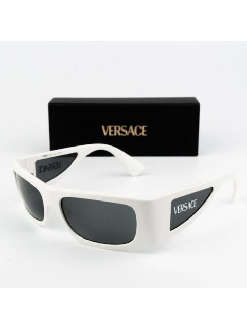 VERSACE NEW Versace VE4482 314/87 White Dark Grey Rectangular Unisex Sunglasses