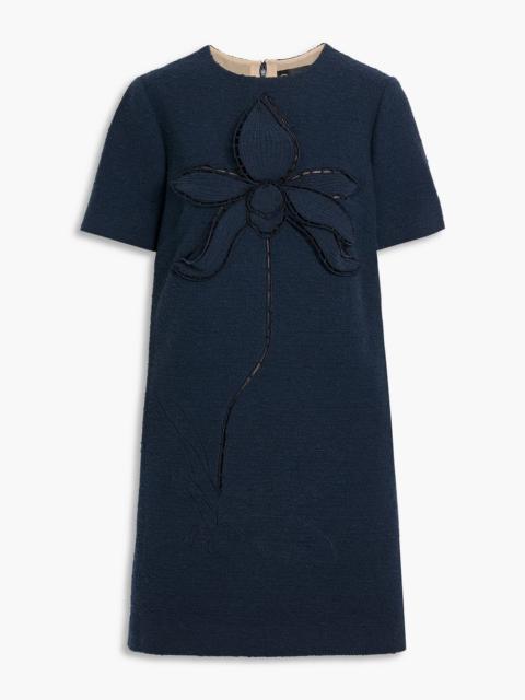 Oscar de la Renta Floral-appliquéd cotton-blend tweed mini dress