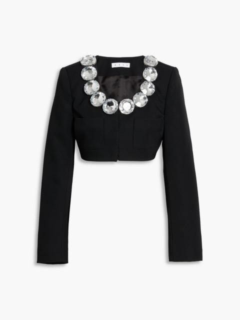 AREA Cropped embellished wool-twill blazer