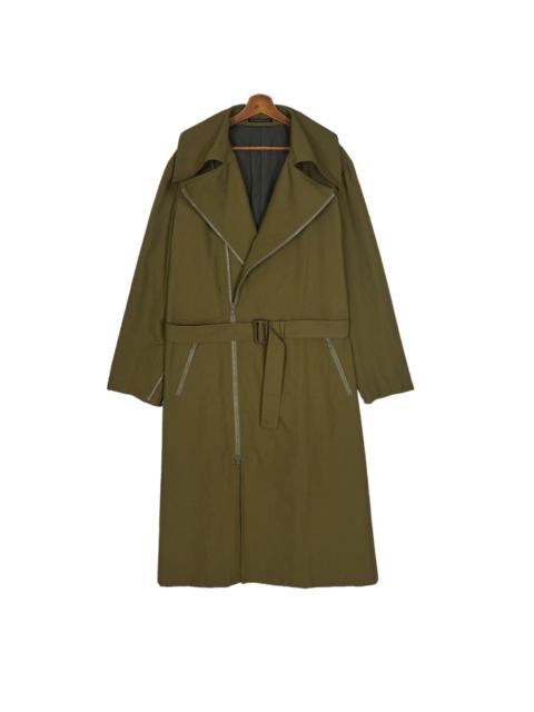 Yohji Yamamoto Dark Green Long Coat Large Notch Lapel Collar