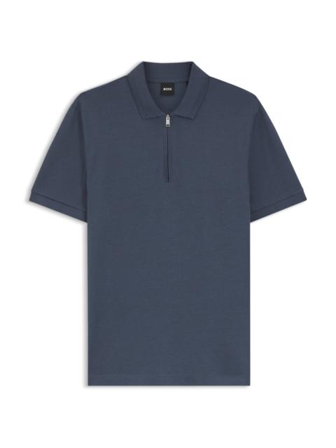 BOSS ZIP-PLACKET POLO SHIRT IN A COTTON BLEND