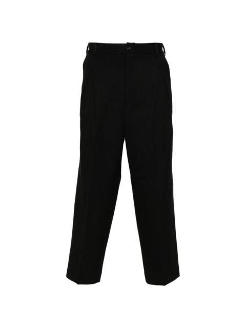 button-fastening cotton tapered trousers