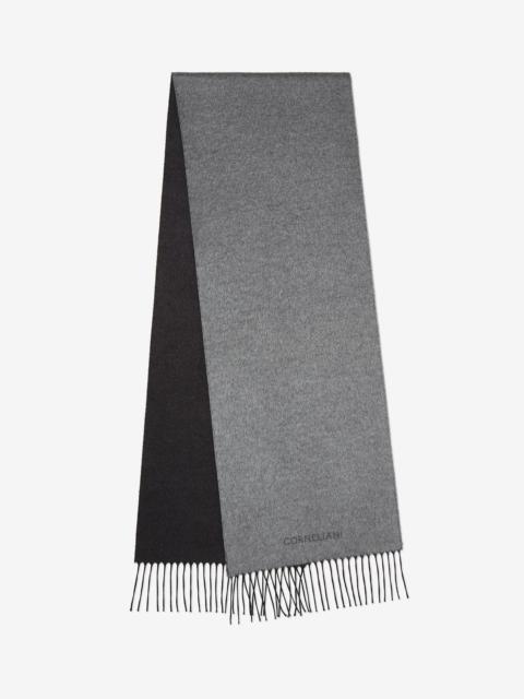 CORNELIANI Pearl grey/anthracite silk and cashmere scarf