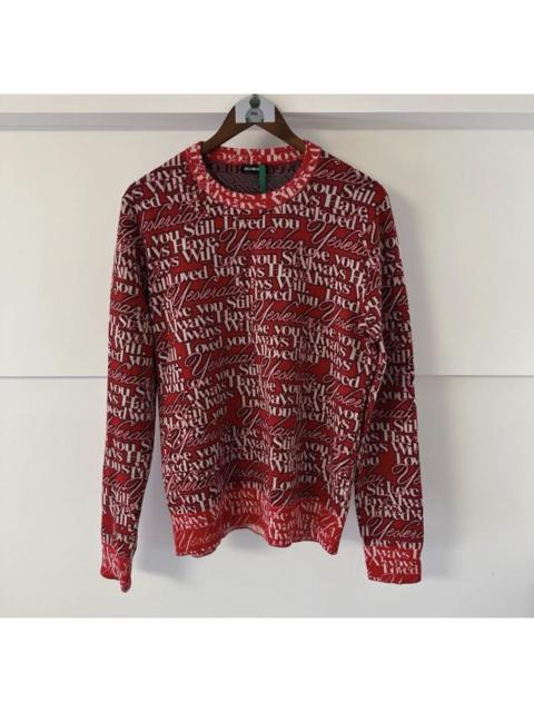 BALENCIAGA Balenciaga red and white jacquard wool crewneck sweater