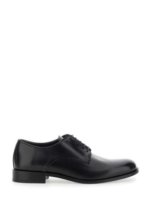 GIORGIO ARMANI Giorgio Armani Men Black Derby Shoes With Laces On The Front In Leather For Men