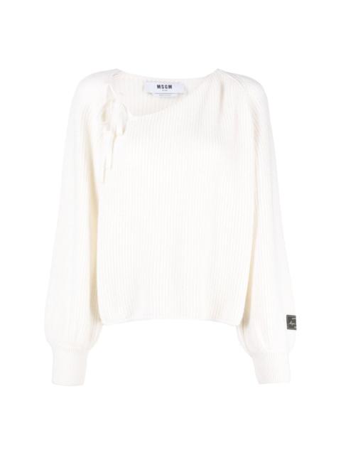 MSGM tie-detail ribbed jumper