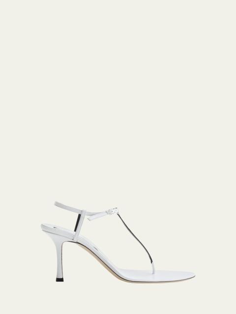 CHRISTEN Mono Leather T-Strap Stiletto Sandals