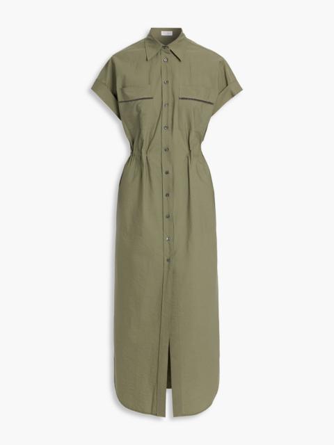 Brunello Cucinelli Bead-embellished cotton-poplin maxi shirt dress