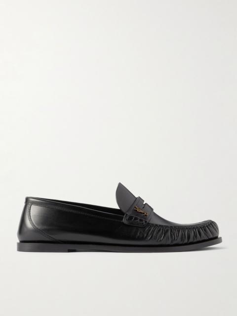 SAINT LAURENT Laurent Logo-Embellished Leather Penny Loafers Black