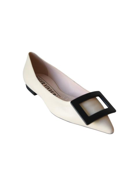 Roger Vivier Roger Vivier Gommettine Ball Patent Leather Ballet Flats Beige
