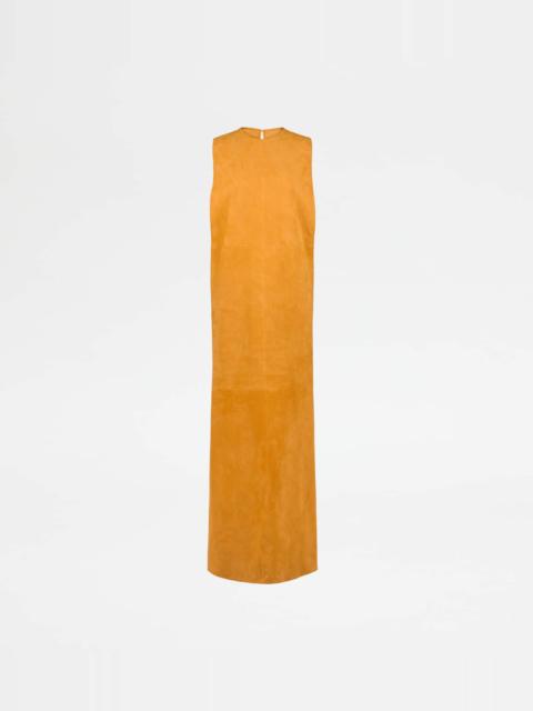Tod's DRESS IN PASHMY SUEDE - YELLOW
