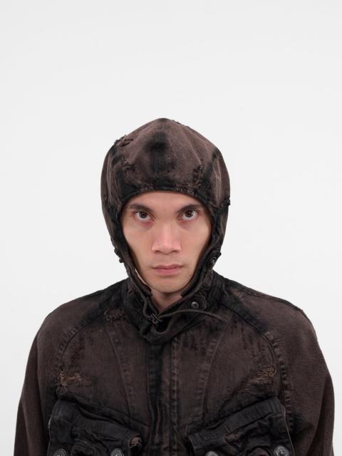 Julius Brown Distressed Denim Aviator Cap