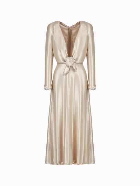 GIORGIO ARMANI Long dress with embroideries and floral embellishment