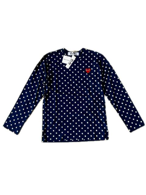 Comme Des Garçons CDG PLAY Navy Polka Dot Heart Logo T-Shirt
